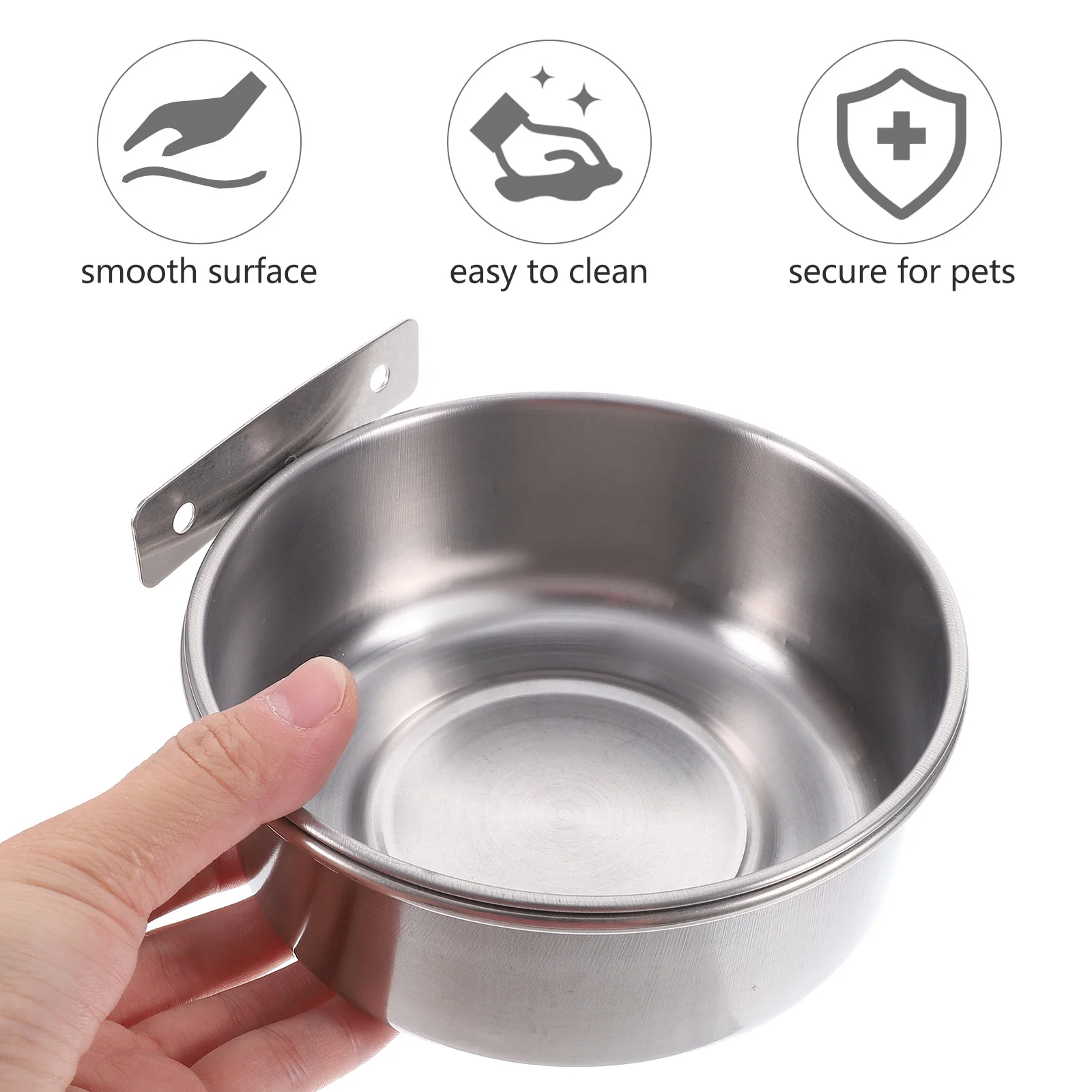 

Stainless Steel Dog Heavy Duty Non-Slip Cage Mount Pet Food Container For Dogs Cats Dog Crate Bowl Washable Metal Feeding