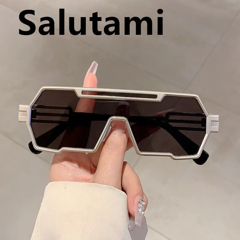 oversized one piece flat square sunglasses women new vintage alloy y2k hip hop sun glasses ladies trendy driving mirror eyewear