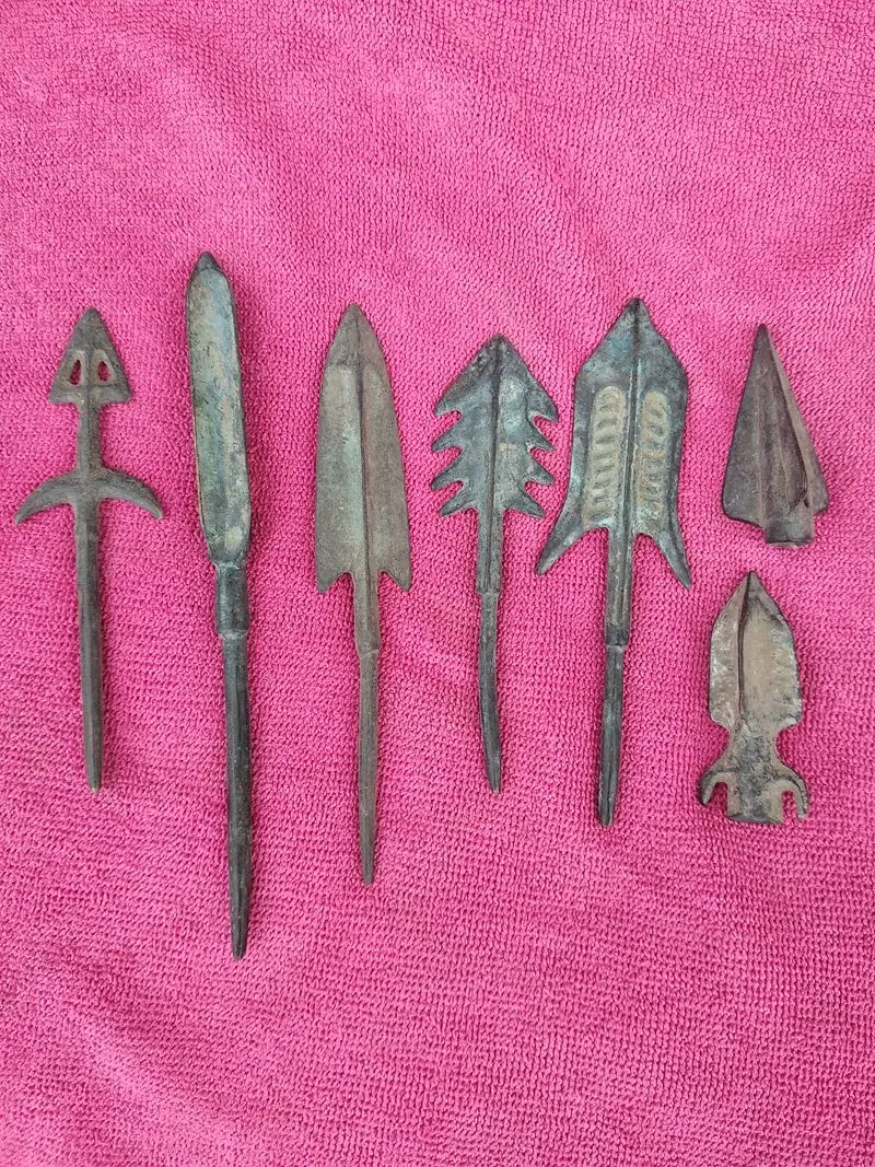 7 Pieces Old Arrow Copper Spear Generals lance Ancient Soldier Equipped Different Style