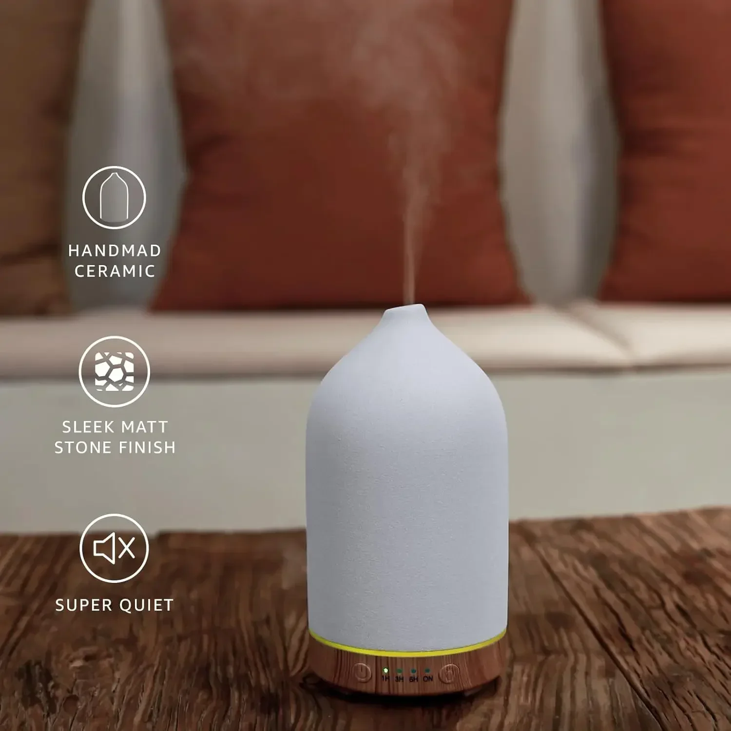 Essential Oil Diffuser 100ml Ceramic Ultrasonic Aroma  Diffuser Humidifier Timer Setting 7 LED Colors Changing Lights For Home