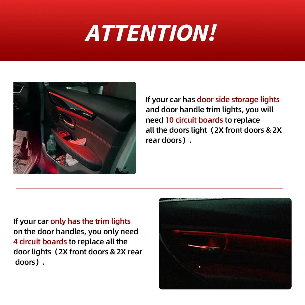 LED Door Panel Handle Ambient Lighting For BMW 2 3 4 5 7Series F48 X1 F30 F31 F34 F32 F33 F36 F82 F83 M4 F10 F11 F07 F01 F45 F46 - Image 5