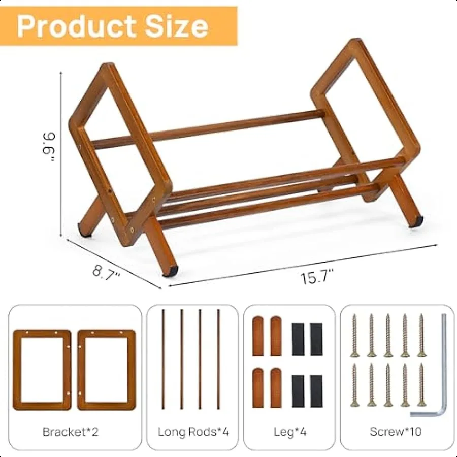 竹デスクトップ本棚レトロデスク本棚オーガナイザー卓上本棚大型マガジンホルダーラックホームオフィス用 Tiltin