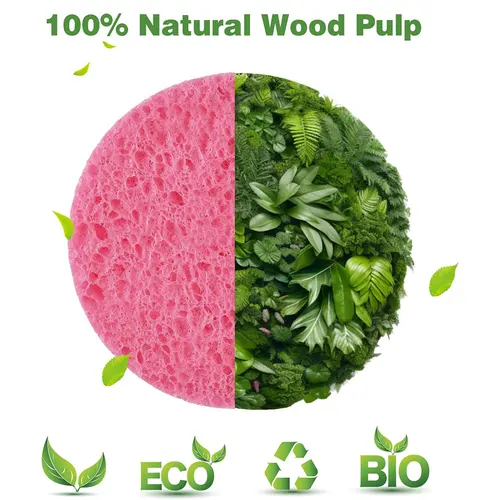 Imagen 2 del producto 50-1000 Uds. Esponja de pulpa de madera Natural para lavado de cara, esponja de espuma para lavado de cara, esponja cosmética para limpieza facial