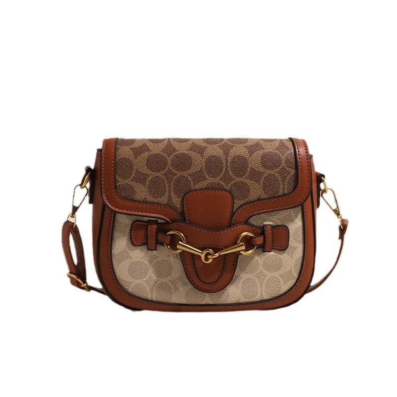 2024 New Letter Western Fashion Saddle Bag Versatile Western Style Contrast Color Shoulder Crossbody Bag