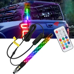 1/2PCS RGB LED Whip Flagpole Lamp for ATV Jeep Off-road ATV Truck 1FT Auto Ambient Light With Remote Waterproof Flag Light