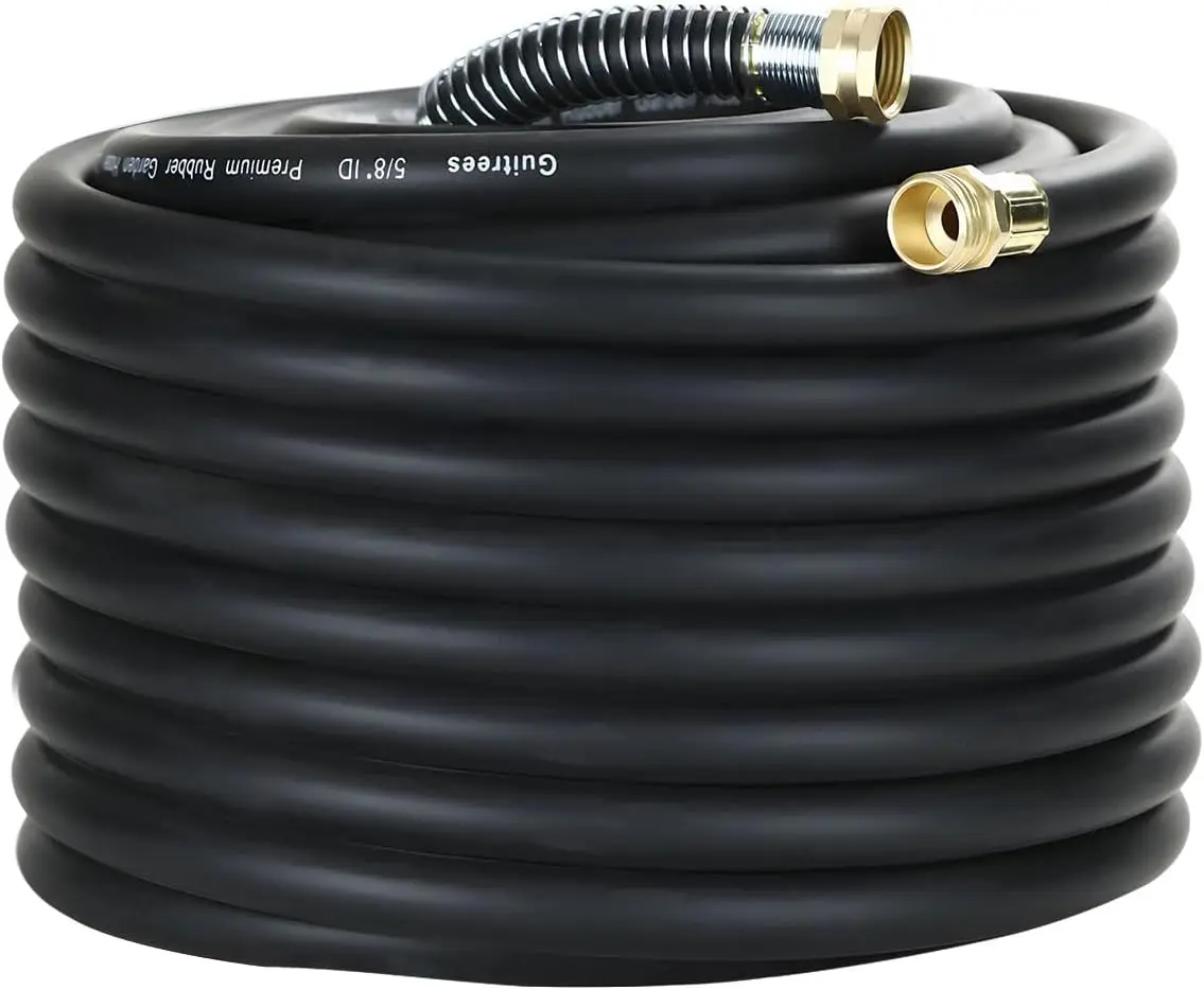 100FT 5/8 Heavy Duty Rubber Garden Hose - 300psi Working, 1000psi Burst - Hot/Cold Water - Five-Layered Braiding