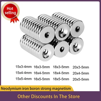 5 ~ 100 Stück 15 x 5–4 mm Durchmesser Magnet 15 x 3 mm Loch 4 mm kleine runde Senkkopfmagnete 16 x 3–5 Neodym-Scheibenmagnet 18 x 3–5