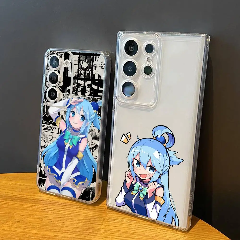 Goddess Aqua KonoSuba  Phone Case For Samsung Galaxy S24 S25 S23 S22 S21 Transparent Cover Case