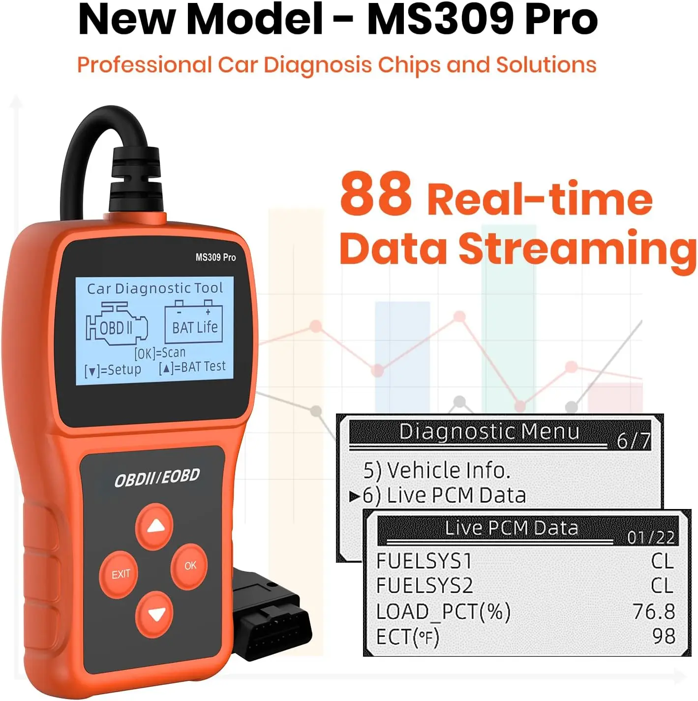 MS309 Pro Enhanced OBD2 Scanner Check Engine Code Reader Clear Fault Codes OBDII Scanner Diagnostic Tool For All Cars Since 1996