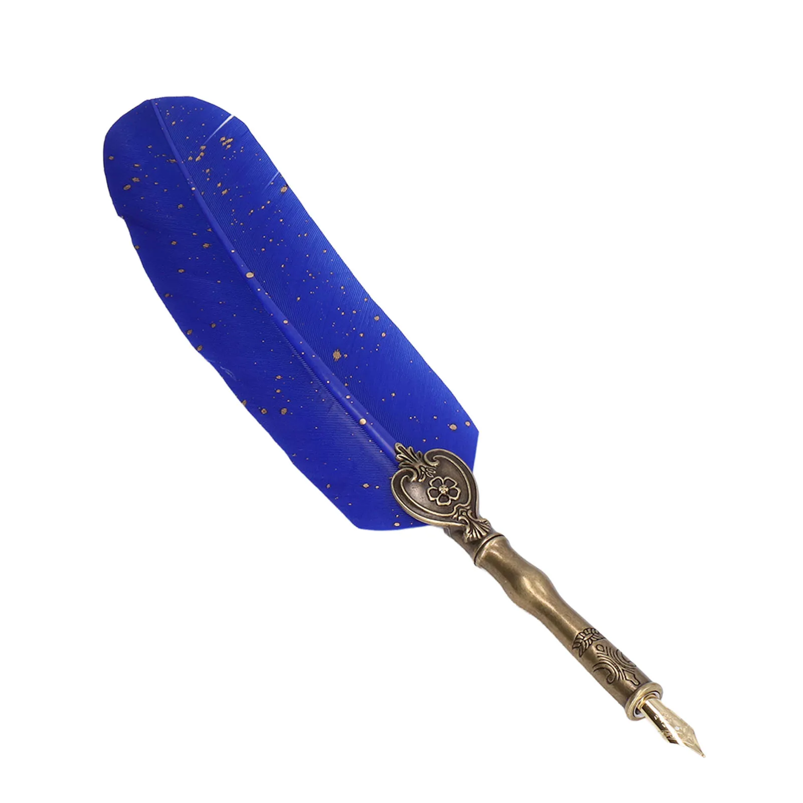 Feather Feather Dip Pen Set Deep Blue Metal Quill Pen Set Vintage Style Replaceable Nibs Calligraphy Pen Set Calligraphy Writing