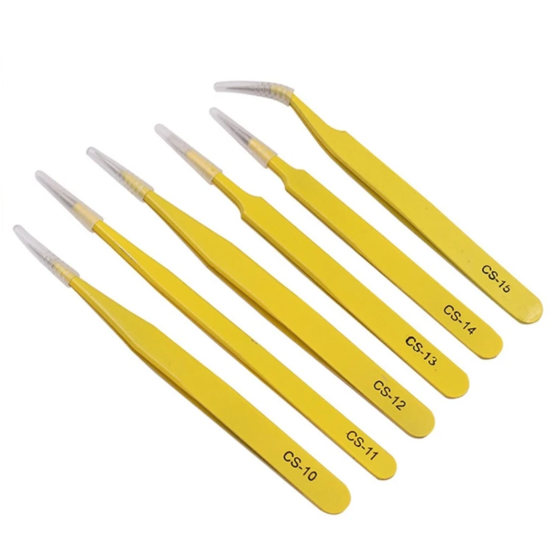 Anti-static Tweezers Anti-rust Metal Tweezers Hair Beauty Slanted Puller Repair