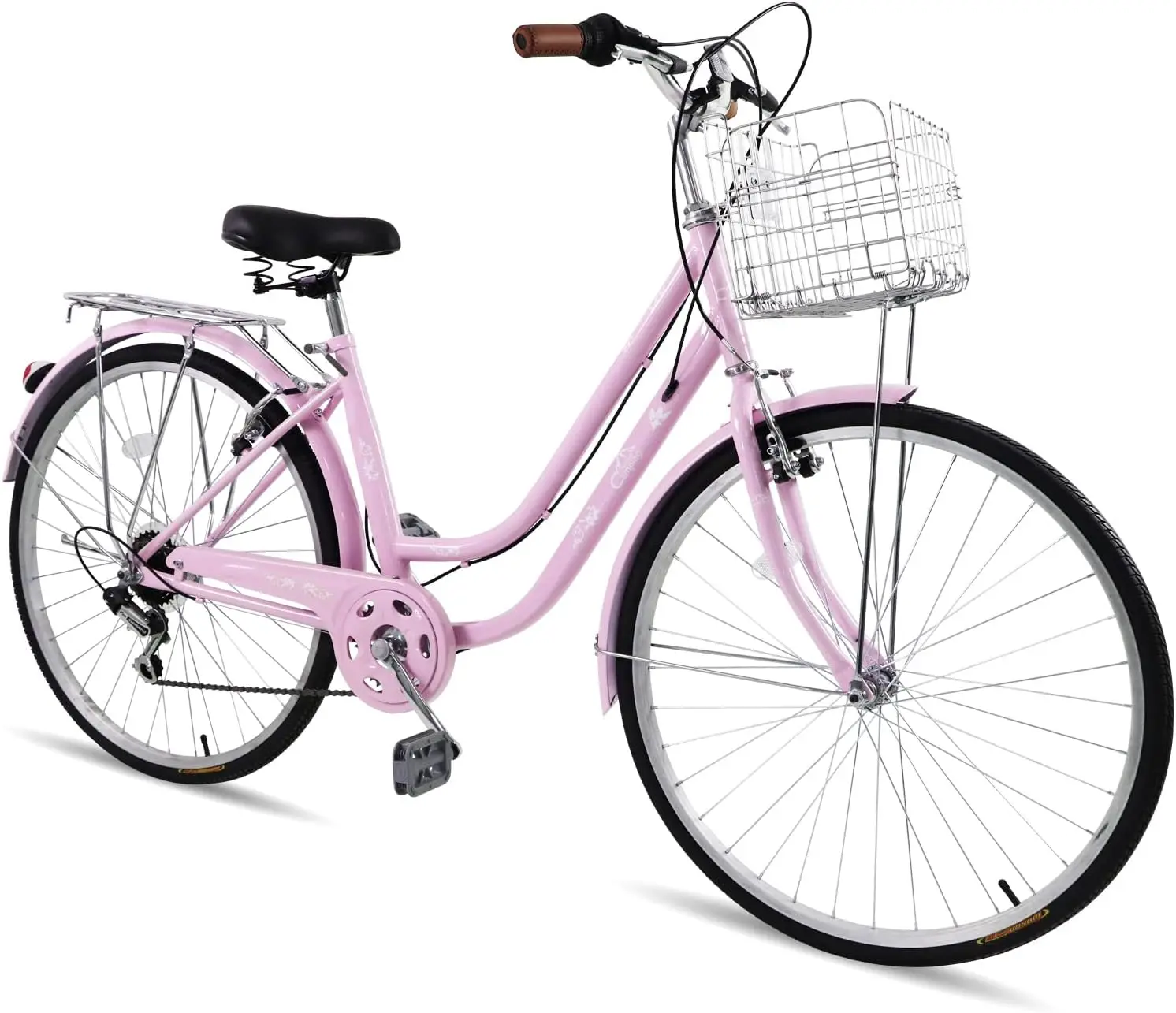 Women Bike Bicycles for Women, Beach Cruiser Bike with Premium Derailleur & Shift Lever, Adjustable Seat, High-Carbon Steel Fram