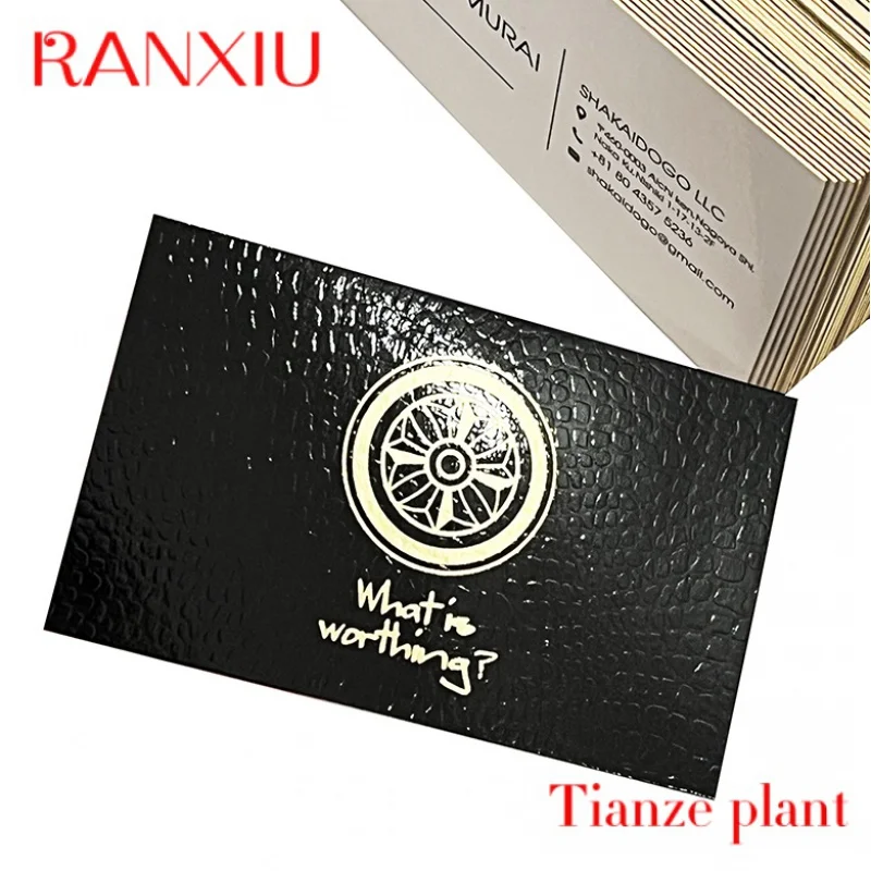 Custom Elegant Gold Edge Foil Business Cards Embossed Finishing White Paper Custom Gift Business Printing Cards with logo