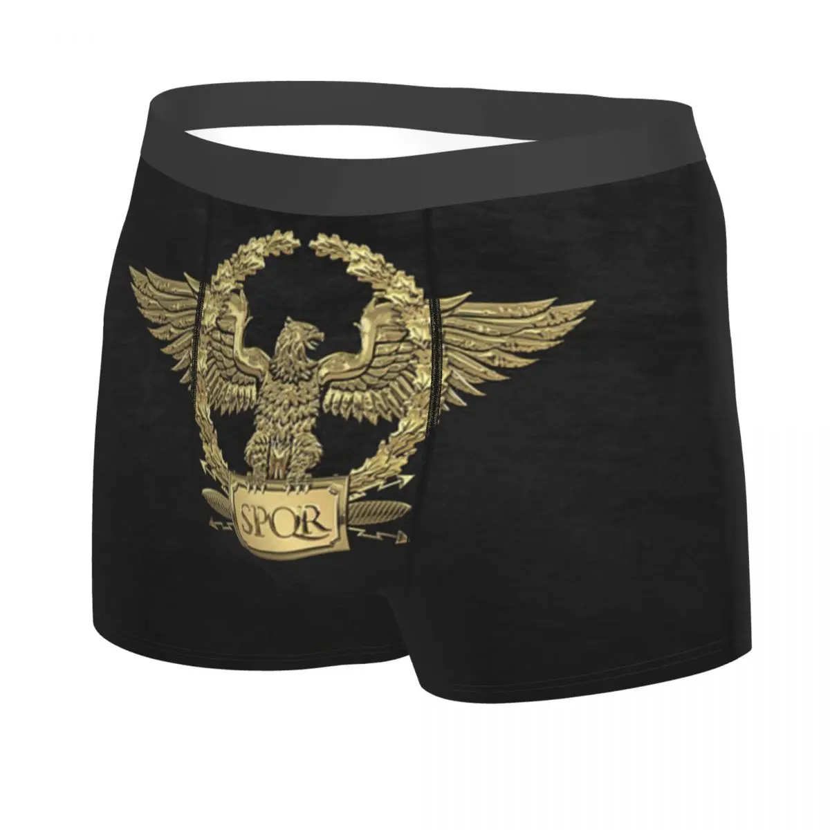 Personalizado ouro romano imperial águia roupa interior dos homens estiramento spqr império romano boxer briefs calcinha macia para o sexo masculino