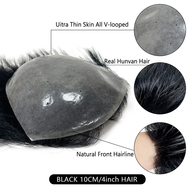 Prótesis capilar de PU de 15x20cm para hombre, cabello 100% humano, suave e Invisible, ultrafino, transpirable, Natural, estilo de espalda cortada