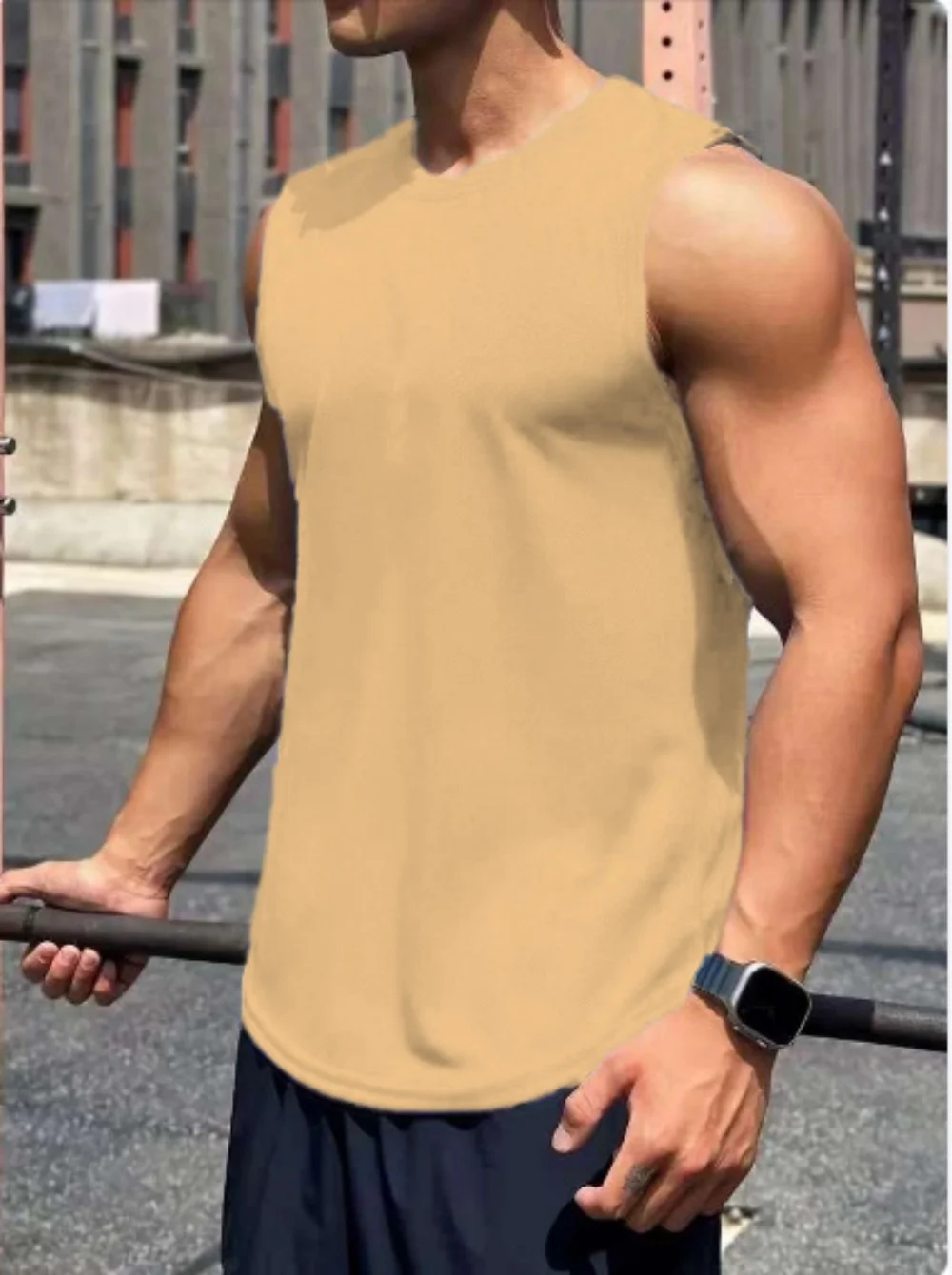 

Summer New Trend Men's Pullover Round Neck Mesh fitness tank top Sports Top Sleeveless Vest men Quick-drying undershirt Running