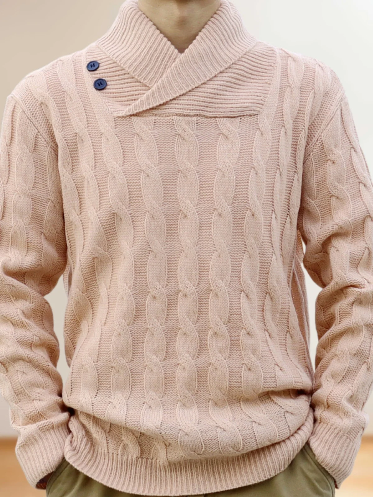 

Spring Autumn Thin Men's Collar Twist Knit Sweater Long Sve Slim Fit Casual Faionable Youthful Sle Ribbed Hem Crew Ne