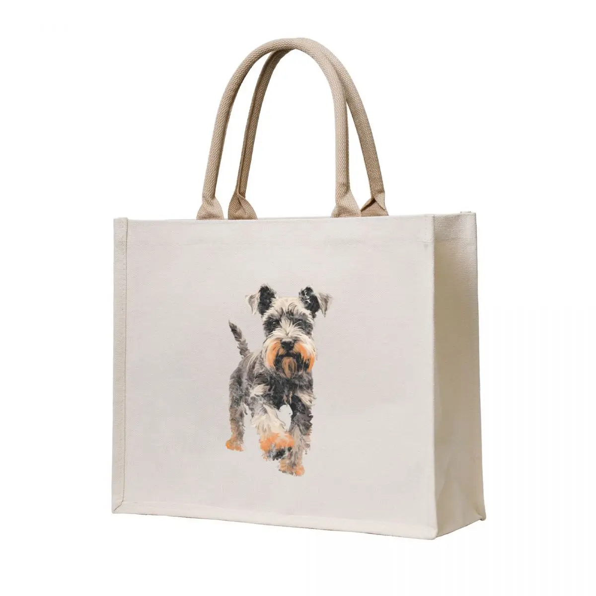 

A Vintage Distressed Rugged Cracked Mini Schnauzer Tote Bag female bag large tote bag Big women