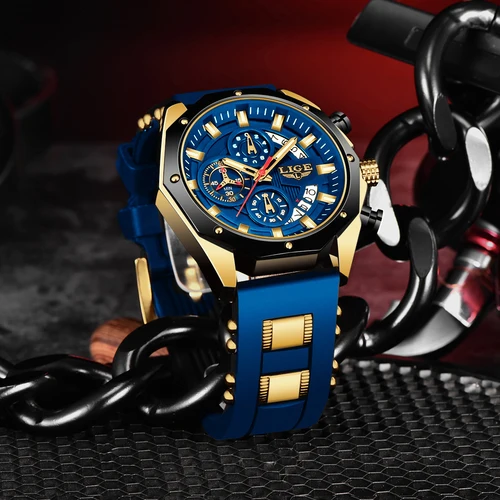 Imagen 2 del producto 2024 LIGE nueva moda relojes para hombre marca superior de lujo reloj deportivo de silicona hombres reloj de cuarzo fecha reloj de pulsera impermeable cronógrafo