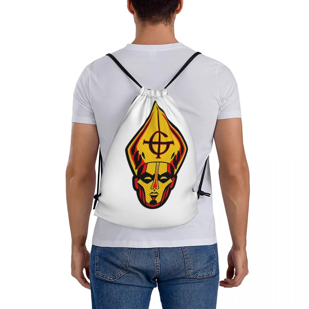 Rock Band Ghost BC Backpacks Fashion Drawstring Bags Storage Bag Book Bags for Man Woman Students