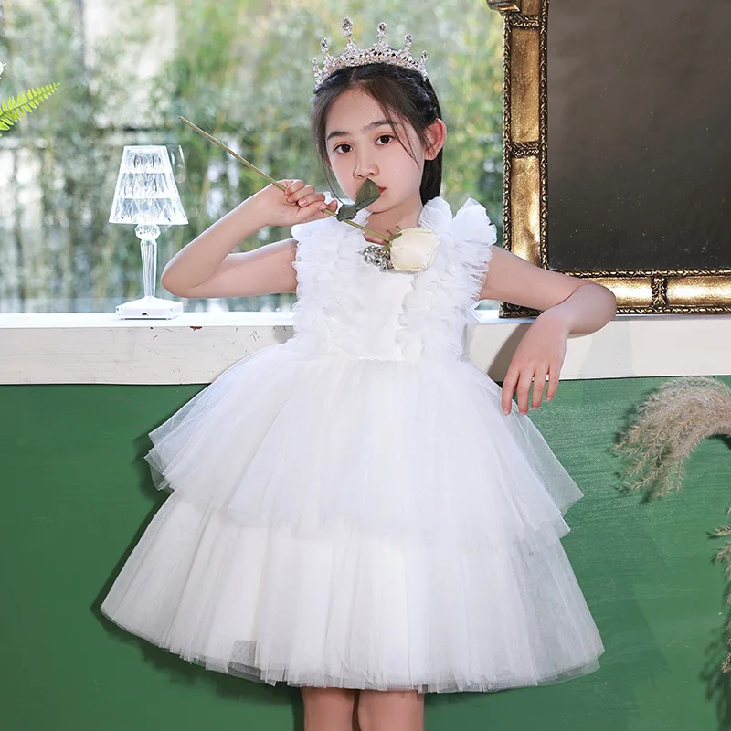 Girl Princess Dress Layered Puffy Dress For Girls Birthday Party Dresses Formal Baptismal Clothing Child First Communion Costume