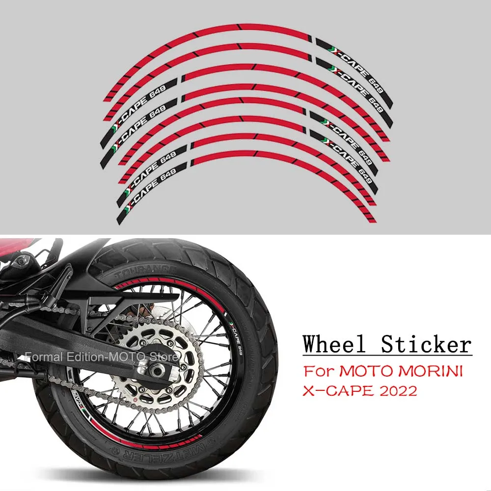 

For MOTO MORINI X-CAPE 2022 Motorcycle Wheel Sticker Waterproof Fashionable Hub Decal Rim Stripe Tape 17" 19"