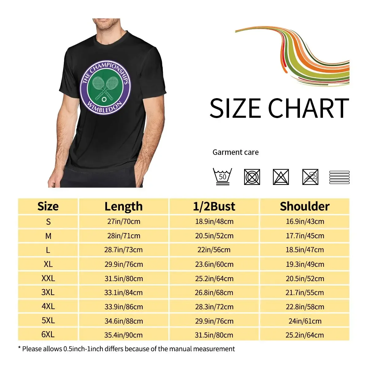 The Championships Wimbledon T-shirt Men Print Round Neck T-shirt Summer Fashion Short Sleeve Cotton T Shirt