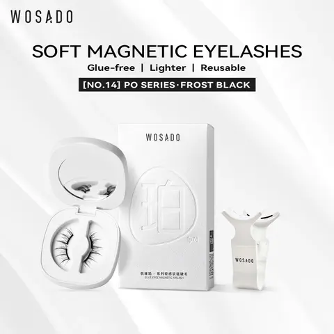 WOSADO 프로페셔널 프리미엄 재사용 가능 마그네틱 속눈썹, No.14 프로스트 블랙, 3D 특허 가짜 속눈썹, 로맨틱 페어리, 안전한 듀폰