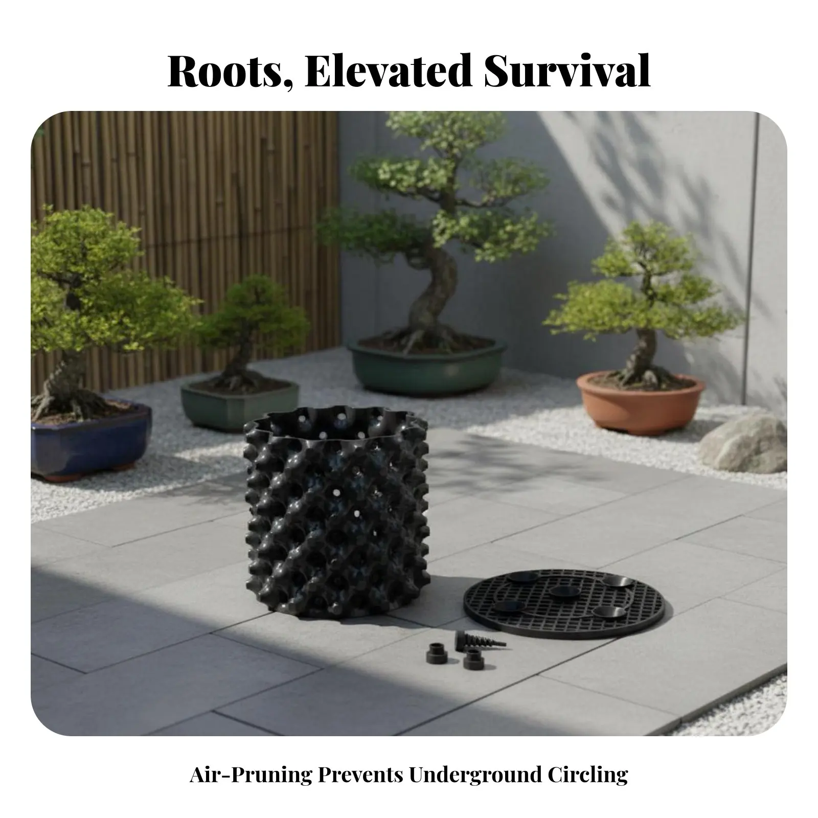 Underground Barrier Panel and Control Container for Garden Landscaping, Tree Protection, Divider, Multi-Size Set