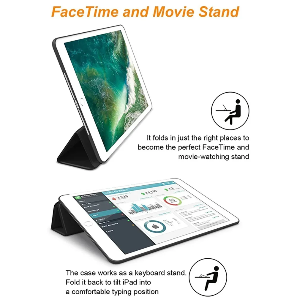 Da PU Ốp Lưng Máy Tính Bảng Dành Cho Apple IPad Air 1 2 3 4 5/5th 6th 7th 8th 9/mini 1 2 3 4 5/Pro 9.7/10.5/11 Trị Lần Đứng Flip Cover