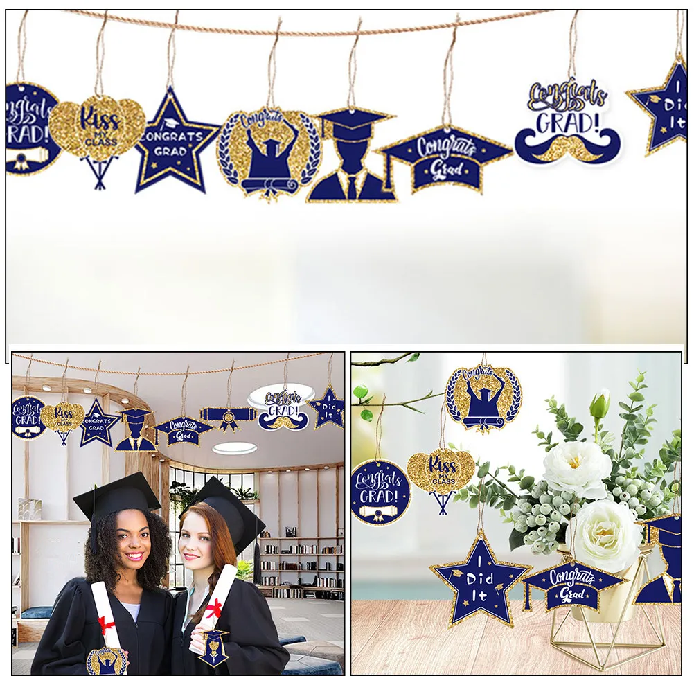 1Set Graduation Season Hanging Paper Sign Graduation Tags 2024 Decorative Wall Door Pendant Party Favor Supplies