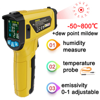 Digital Infrared Thermometer Laser Temperature Meter Pyrometer Hygrometer Color LCD Light Alarm Thermal Imager Thermometers