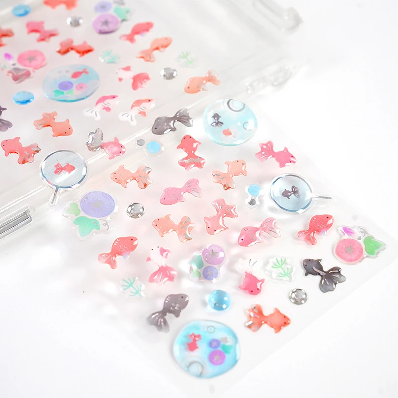 1 sheet Japan Goldfish Epoxy Crystal Glue Sticker Phone Case Sticker Diary Notebook Decoration Creative Gifts