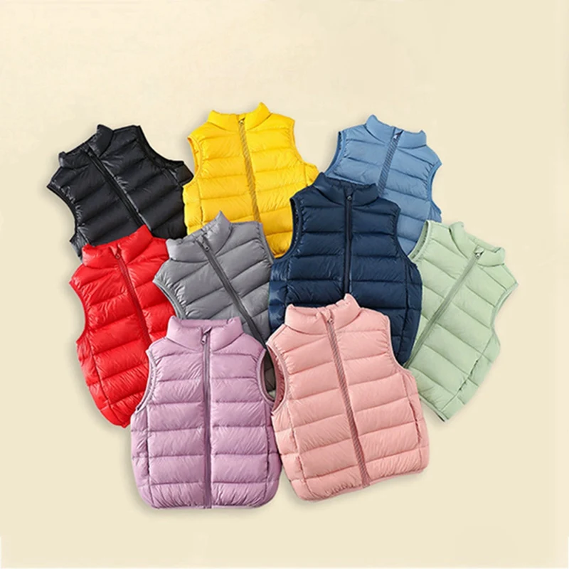 Children Baby Boys Girls Warm Down Vest Autumn Winter Padded Solid Waistcoat Kids Outerwear Children Clothing Jacket Vests