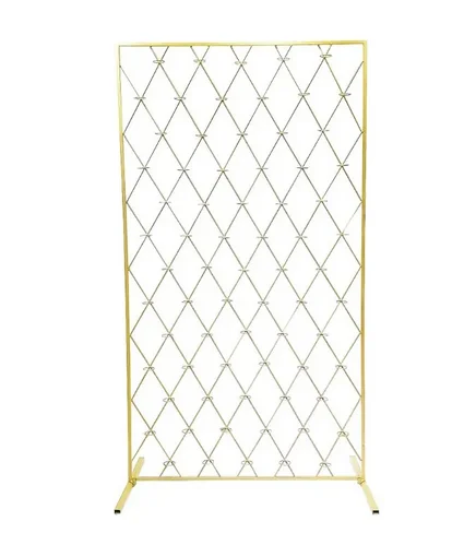 gold grid candle wall wedding arch background wall