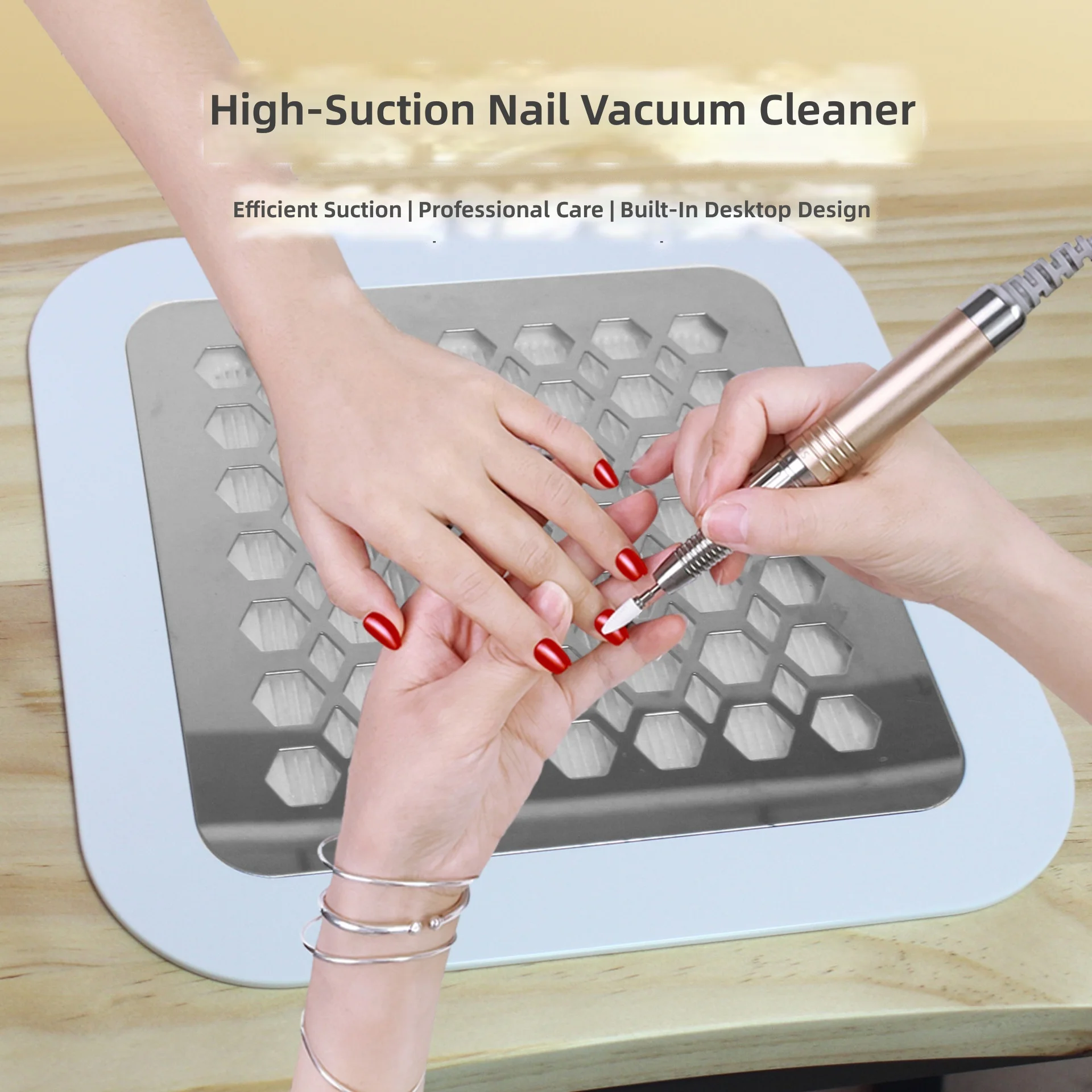 Nail Dust Collector,60WBrushless Motor,Low Noise Embedded Manicure Vacuum Cleaner for Salon&Home Use,Professional Nail Equipment