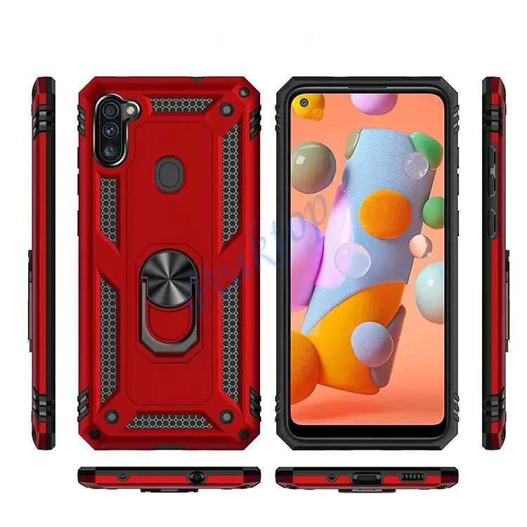 for Samsung Galaxy M11 Armor Shockproof Case for Samsung Galaxy M11 M 11 Military Drop Protective Car Holder Ring Case Cover