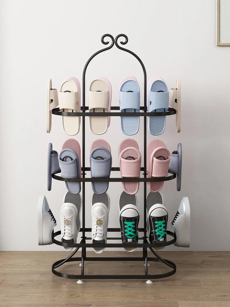 A simple shoe drying rack for outdoor shoe drying. A balcony rotating shoe rack for household storage. A floor mounted slipper