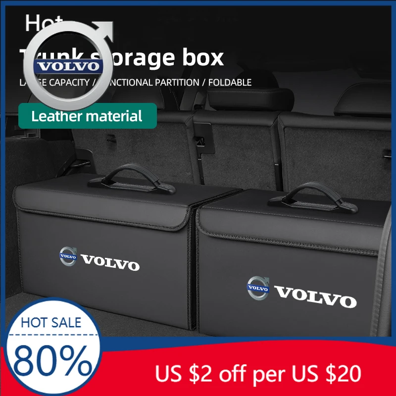 

Steering Covers Quality Leather Car Organizer Foldable Auto Trunk Storage Box For Volvo ES90 EC40 EX40 EM90 XC90 V90 V60 XC60 V4