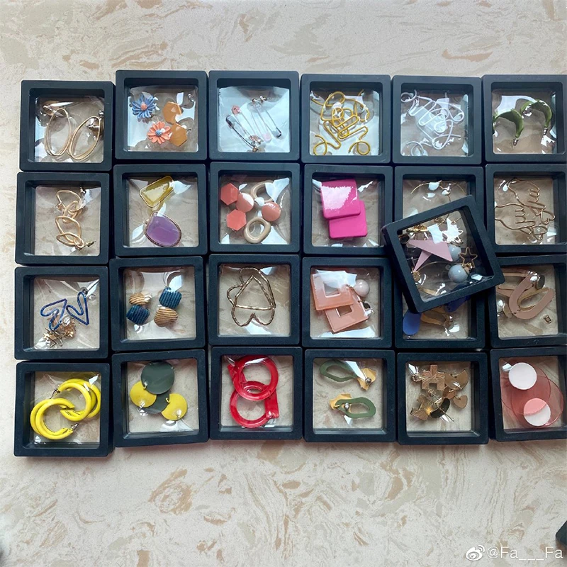 10PCS/set Jewelry Packaging Box PE Film Dustproof Transparent Jewelry Display Case Earring Ring Jewelry Storage Box Wholesale