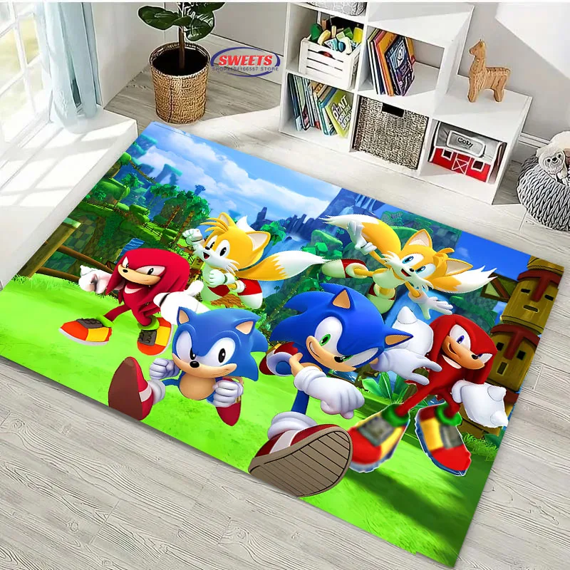 HD Soft Cartoon Carpet S-S0NIC Hedgehog Living Room Bedroom Area Sofa Decor Bathroom Kitchen Door Mat Anti-Slip Floor Mat Carpet