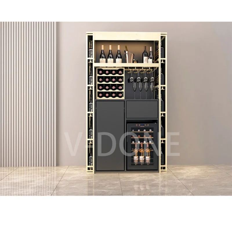 Stainless steel wine storage rack High-end wooden wine cabinet Customised-modern living room bar cabinets