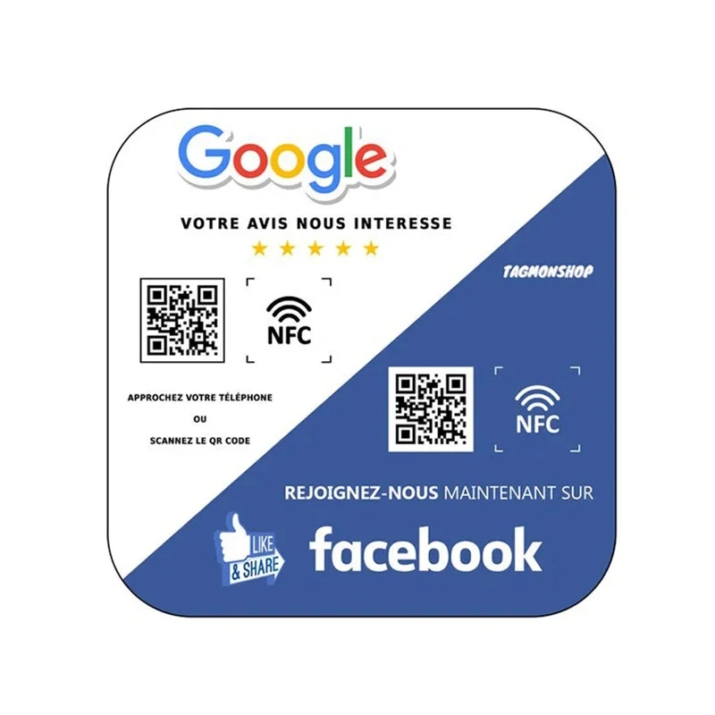 Social media zeichen 2-in-1 google review instagram facebook acryl zeichen nfc tippen oder scannen google review zeichen qr code plate display