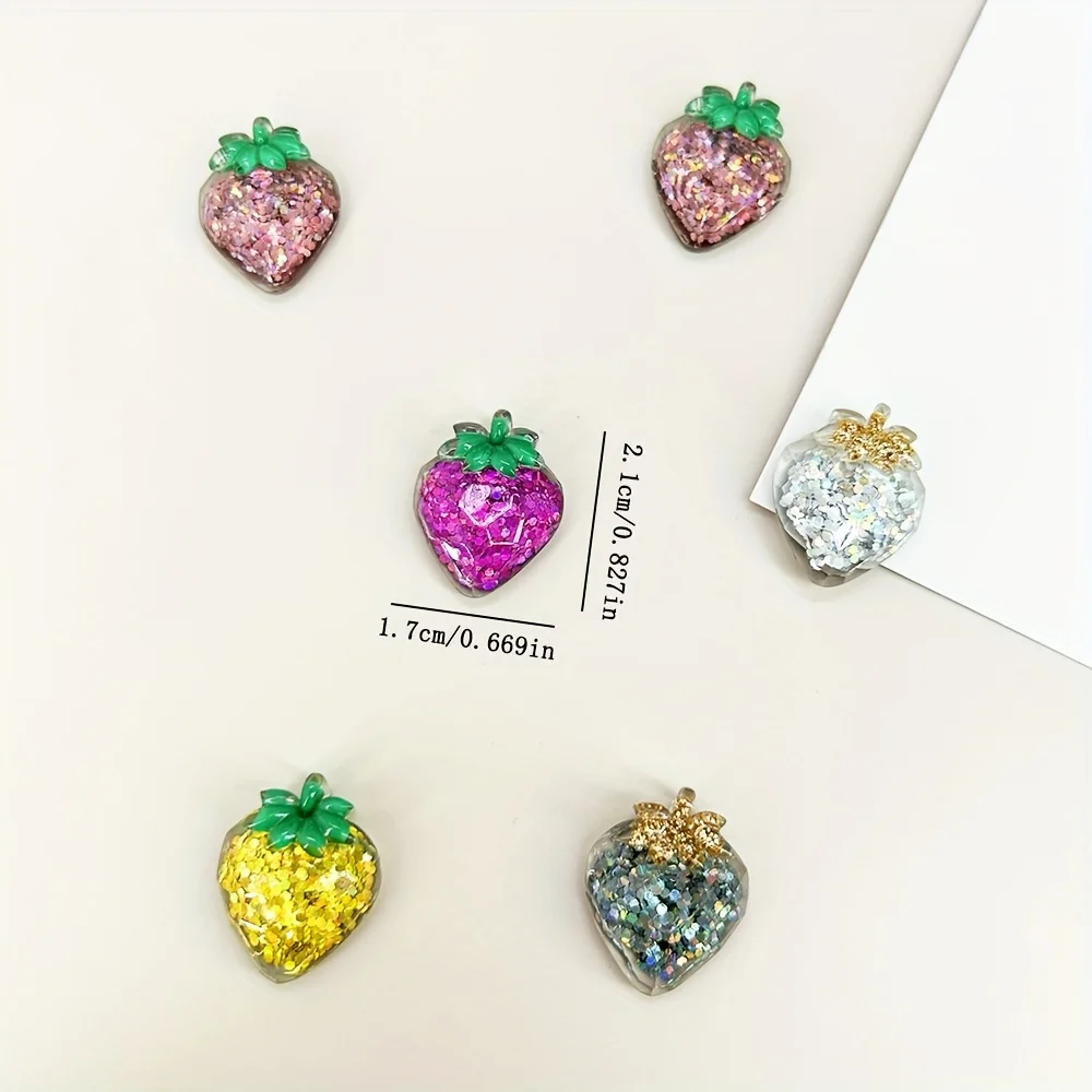 6pcs, Fridge Magnets, Glitter Strawberry Fridge Stickers, Multifunctional DIY Room Decor, Whiteboard Magnet Stickers