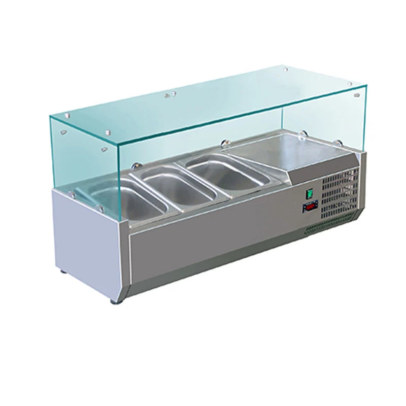 Stainless Steel Sandwiches Ingredient Pizza Prepare Restaurant Salad Refrigerator Fridge Working Bench Counter Worktable Chiller
