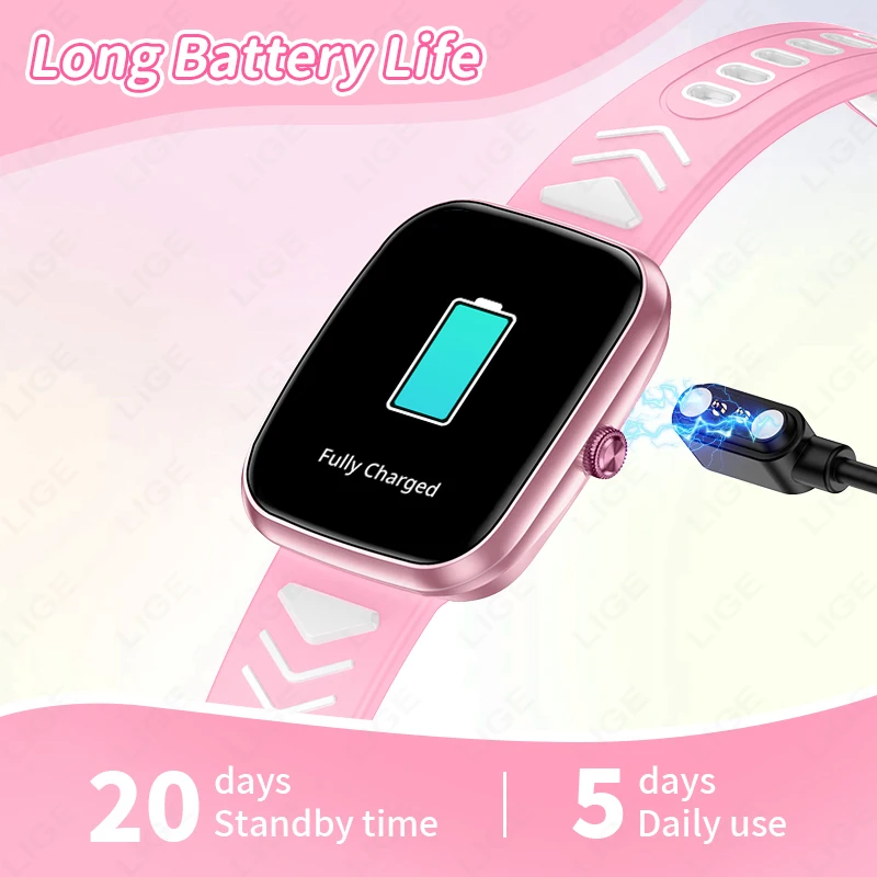 LIGE เด็กสมาร์ทวอทช์วัยรุ่น Pedometer กีฬาเด็กสมาร์ทวอทช์ชายหญิงปัจจุบันโทรไร้สายของขวัญนักเรียนนาฬิกาสัมผัส