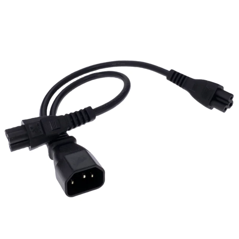 Power Y Type Splitter Adapter Cable Single IEC 320 C14 Male to Dual C5 Female Short Cord for Computer host display 0.32M