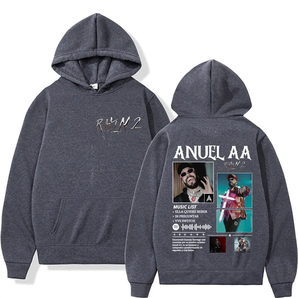 مغني الراب Anuel AA Rhlm 2 ألبوم 2025 البلوفرات Merch الرجال النساء Harajuku موضة خمر هوديس الراحة بلوزات غير رسمية رائجة البيع