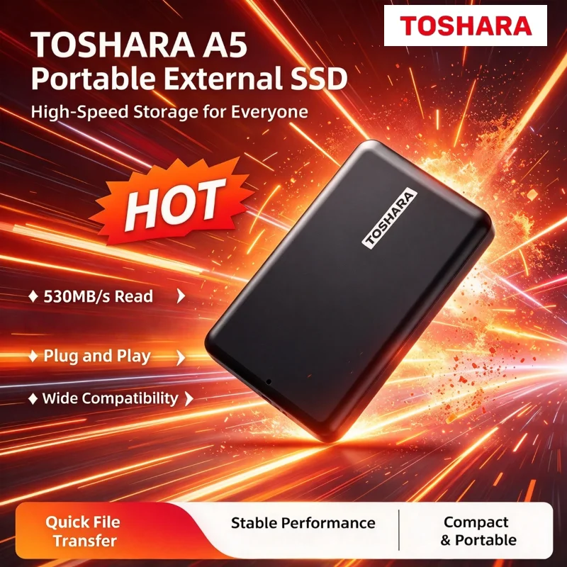 2026 New TOSHARA A5 External Portable HDD USB3.0 1TB 2TB 4TB High Speed External Hard Drive Data Storage for Laptop Mac Android