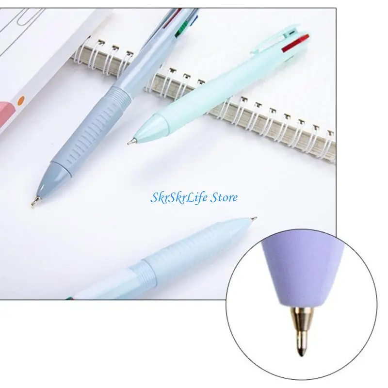 

E65E 6 Pcs Retractable Ballpoint Pen 4 in 1 Shuttle Pen Multicoloure Pen for School
